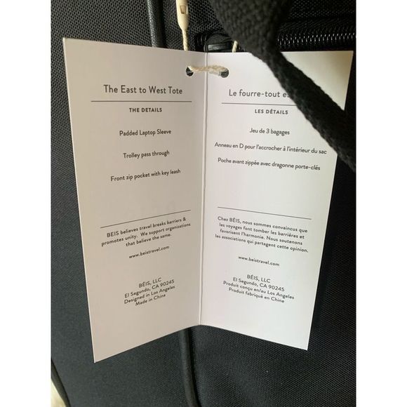 NWT BEIS The East/West Tote - Recycled Collection in BLACK - Picture 3 of 5